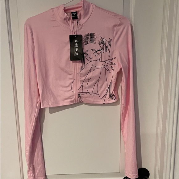 Shein X Other - SHEIN Pink Graphic Women's Jacket